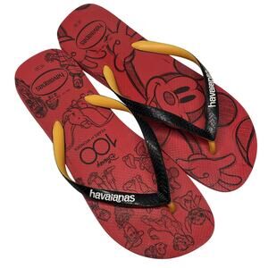 Havianas Mens Mickey Mouse Flip Flops Size 13 Top Disney 100 Years of Wonder